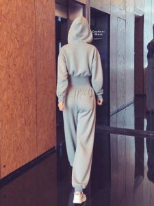 SUHUIQIAN | Petite Grey Cropped Hooded Regular Shoulder Waist-accentuating Outerwear