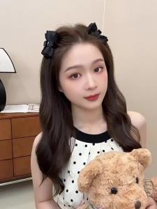 PINK EMPRESS | Black Bow Small Hair Clip For Girls