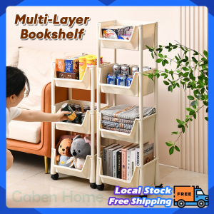 Multi-Layer Book Storage Rack With Wheels Household Removable BookShelf Kitchen Storage Rak Large Open Storage Trolley Rak Buku
