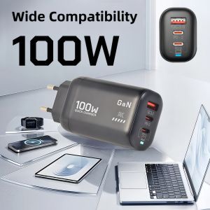 100W GaN PD Type C Charger USB QC 3.0 For Laptop Ipad PPS Fast Charge EU UK For Samsung Xiaomi iPhone 15 16 Pro Max Mobile Phone