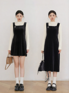 JULULOOK | Đầm Dây Velvet Kích Cỡ Lớn cho Mùa Thu và Đông
