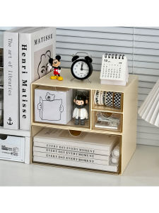 กล่องเก็บของสำนักงานอะคริลิกใสแบบลิ่มช้า ชั้นวางของสำนักงาน เก็บของบนโต๊ะ อุปกรณ์งานออฟฟิศ ชั้นวางของหลายชั้น อุปกรณ์สำนักงาน