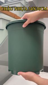 Chậu nhựa trồng cây VIETPOT size Lớn 34x36cm 6.6Gallon trơn trồng kiểng lá hoa hồng trang trí các loại cây sân vườn ban công.
