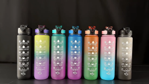 [BPA-Free] Motivation Water Bottle 1000mlSports Water Bottle With Time MarkerFood Grad PC Material & Leak Proof PortableDrinking Kettle Fitness Sport Water Jug For Men Women Kids Student