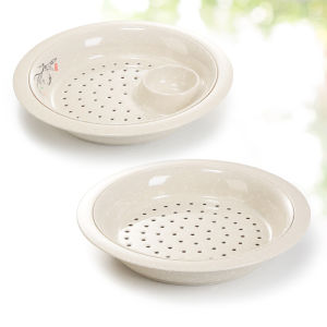 Kaber Round Double Layer Dumpling Plate with Vinegar Dish Plastic Creative Drainage Matryoshka Style Chinese Adult Dinnerware