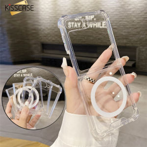 KISSCASE For Samsung Z Flip5 5G Z Fold5 Case Magsafe Wireless Charging Magnetic Transparent Clear Drop Protective Case For Samsung Galaxy Z Flip 3 4 5For Galaxy For Z Fold 5 4 3 Magnetic Magsafe Wireless Charging Case