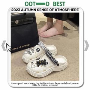 ยิ่งฮิต รองเท้าหัวโตผู้หญิง เฉดสีเรียบง่ายเเต่งตัวเข้ากับชุดง่ายดูดี - สีขาว, สีดํา, สีชมพู, สายรัดส้นตัดสลับสีขาวดํา, ต้องมีไว้, กับเดอะแกงค์เลยน้า