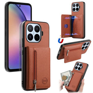 szhaiyu | Luxury Leather Zipper Wallet Cards Solt Holder Phone Case for Xiaomi 17T 17TPro Mi 15T 15TPro Shockproof Protective Back Cover