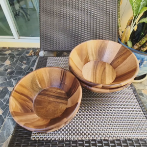 ชามไม้ใส่สลัด ชามใส่ผลไม้ ชามไม้จามจุรี ทรงก้นลึก ขนาด 25 ซม. / 30 ซม. Wooden Bowl Natural Acacia Wood