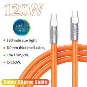 10A 120W Super Fast Charging Cable PD Type-C Liquid Silicone Cable Cable C To C Quick Charging Cable For Xiaomi iPhone 1/1.5/2M