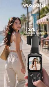Camera Hành Động Kỹ Thuật Số Bỏ Túi Wifi 4K Màn Hình Cảm Ứng Quay Vlog Thể Thao Camera Đeo Thân Theo Dõi Khuôn Mặt Di Động Xoay Tự Động 330 Độ ° Ống Kính