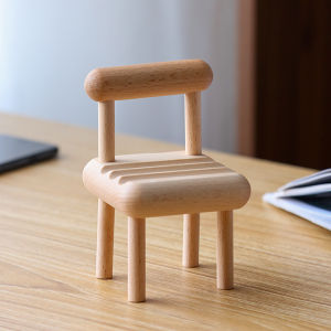 Mobile Phone Holder Solid Wood Desktop Decoration Simple Mini Wooden Chair Small Gift Internet Celebrity Cute Creative Home Good Things
