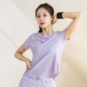 Womens Yoga Sport Loose Short Sleeve round Neck T-Shirt Quick Dry Breathable Summer Thin Type Outdoor Fitness Running Top