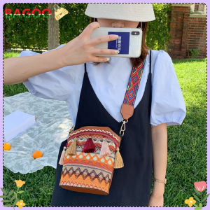 Túi Đeo Chéo Vai Phong Cách Dân Tộc Túi Xách Nữ Dạng Xô Nhỏ Có Tua Rua Túi Messenger Dây Đeo Vai Rộng