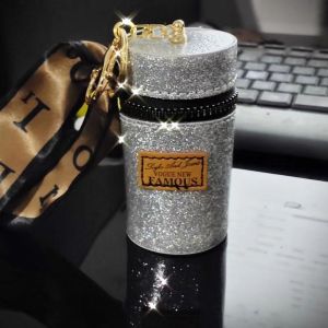 Creative Mini Cylinder Shape Handbag Accessories for Girls with Embroidered Butterfly Knot Cute Round Lipstick Case Keychain Coin Purse