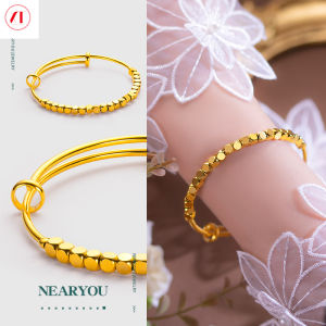XT Jewellery Korea 24k Bracelet Women Laser Beads Small Gold Nugget 916 Original Gold Plated