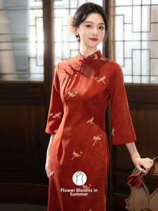 New Chinese Style Red Wedding Qipao Everyday Wearable Dress
