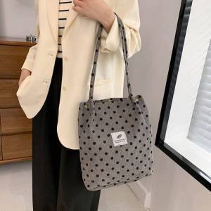 🌟 Retro Corduroy One-Shoulder Tote Bag Female Students Simple Casual Handbag 棋盘格单肩包批发新款复古潮流灯芯绒单肩包简约百搭大容量女包