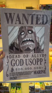 Poster Wanted God Usopp A3 - Lệnh Truy Nã Xạ Thủ Băng Mũ Rơm 500M Belly