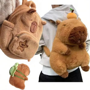 Capibara Backpack Capybara Plush Doll Kawaii Fashion Plushie Childrens Schoolbag Fur Shoulder Bag Women Mini Knapsack Bags Gift