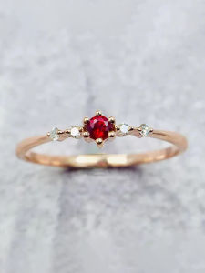 Wine Red Silver-plated Ruby Elegant Minimalist Ring