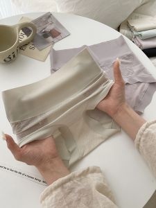 กางเกงชั้นในไร้รอยต่อบทเรียนลูกไม้เอวกลางสําหรับผู้หญิงพร้อมซับในตาข่ายระบายอากาศไม่มีโครงน้ําหนักเบาสวมใส่สบาย