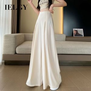 IELGY Wide-leg Pants Womens Summer Thin All-match Casual Pants High Waist Loose Dummy Trousers