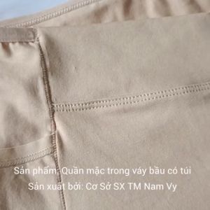 Quần mặc trong váy bầu cạp chéo có túi cotton 100%