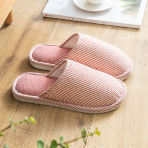 Womens Cotton Slippers Winter Spring & Fall All Year Round Couple Home Non Slip Indoor Diablement Fort Linen Thick Sole For Home Cotton Slippers