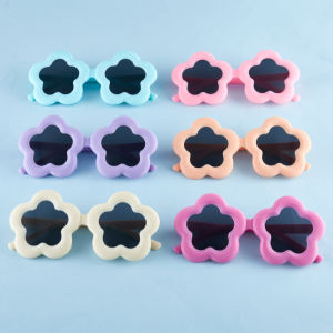 New flower shaped childrens sunglasses cartoon boys and girls UV resistant sunglasses Korean version cute childrens glasses