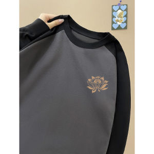 Áo Thun Dài Tay Dày Lót Lông Cừu American Dervo Rộng Rãi Cho Nam Mùa Đông Thường Ngày in Họa Tiết Hoa Thoáng Khí