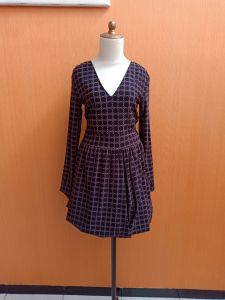mini midi dress wanita hitam bulat Z TO P cewek M L vneck lengan panjang MEWAH