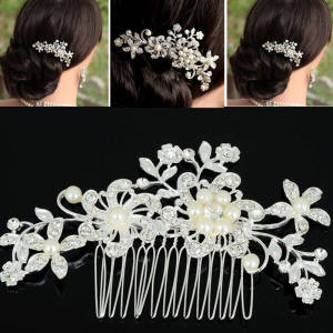 White Rhinestone Hair Comb Clip Pearl Flower Hair Accessories Bride Delicate Hair Accessories LovelylifeFu👍