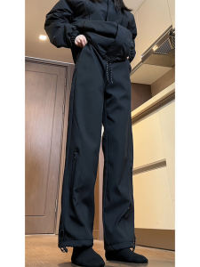 Womens Soft Shell Fleece Lined Cargo Pants Spring Outdoor Windproof Waterproof Hiking Trousers American Straight Leg Workwear