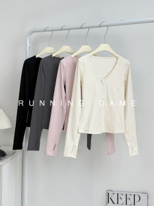 Áo Khoác Yoga Dài Tay Cổ Chữ V Nhiều Màu Dành Cho Nữ Áo Thể Thao Chạy Bộ Tập Luyện Áo Khoác Ngoài Chất Liệu Nylon Mùa Xuân Thu