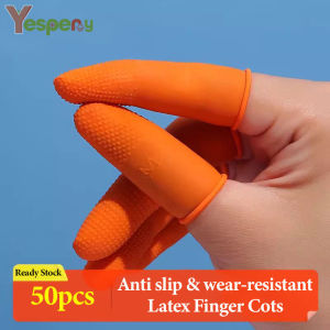YESPERY 10/20/50Pcs Orange Waterproof Latex Finger Cots Non-slip Rubber Fingertips Prevent Slip Protective Finger Cots