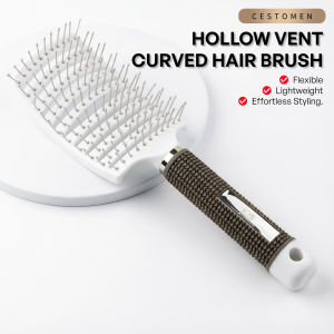 other | 1Pcs Professional Hollow Vent Curved Hair Brush for Blow Drying - Volumizing Paddle Brush with Nylon Bristles Fast Drying Tool