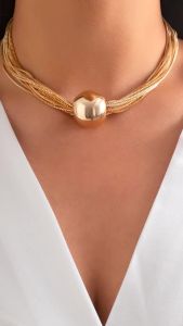 Ingemark | Exaggerated Twisted Chunky Chain Necklace for Women Punk Big Ball Pendant Choker Clavicle Link Grunge Jewelry Steampunk Men New