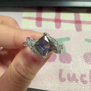 Huitan Cross Design Women Silver Color Ring for Party Versatile Daily Wedding Proposal Jewelry Inlaid Multicolor CZ Accessories