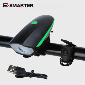 ESMARTER | Đèn Trước Xe Đạp Chống Nước Có Thể Sạc Lại Bằng USB Với Còi Điện Chuông Xe Đạp Âm Thanh Lớn - Đèn Pin Xe Đạp Cảm Biến Thông Minh Để Đảm Bảo An Toàn Cho Xe Đạp