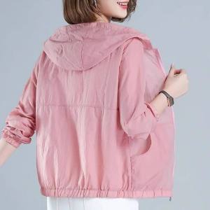 ผู้หญิง ทันสมัย ป้องกันแสงแดด เสื้อโค้ท แจ๊กเก็ตสั้นแบบบาง สินค้าใหม่ ฤดูร้อน สวมใส่ได้ต้น ฤดูใบไม้ผลิ สวย มีสไตล์ เสื้อผ้าผู้หญิง