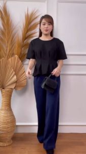 MIhar store / COD 11636 - Atasan blouse wanita scuba lengan pendek pinggang kupnat polos / Blouse casual simpel nyaman cantik terbaru