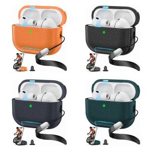 2026 New Air Pods Pro 3 Headphone Leather Pattern Case With Phone Stand for AirPods 4 Pro 3 Full Protector Cover with Lanyard