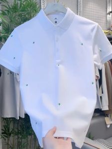 INS Summer Lapels Minimalist Embroider Youth All-Matching Breathable Polo Shirt Trendy Fashion Silm Half-Sleeve Top Men