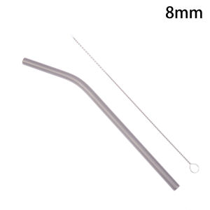 [J] Reusable Pure Titanium Straight/Bend Straws Sandblasted With Cleaning Brush For Medicine Milk Tea Beverages
