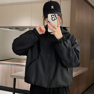 Black Casual Hooded Dual Zipper Jacket Coats Womens New Model Spring Autumn