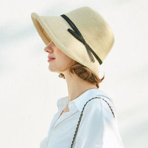 FS French Straw Bonnet Cap for Women Victorian Sun Hats Chin Strap Foldable Summer Accessories Bucket Hat Fedoras For Beach Hat