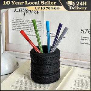 Creative Car Tire Shaped Pen Holder - Unique Office Desk Organizer Office School Supplies Desktop Multifunctional Storage Novelty Advanced Tire Shaped Pen Holder Unique Office Desk Organizer Fashionable Stationery Office Creatively Desk Artistic