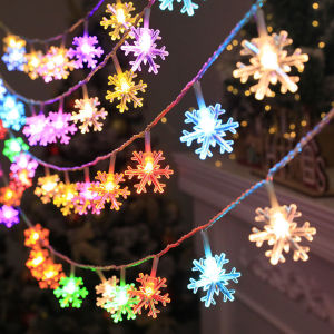 10/20/40LED Snowflake String Lights Battery Operated Indoor Outdoor Garden Party Garland Fairy Lights Xmas Christmas Tree Decor