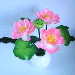 Buddha Offering Artificial Lotus Flower Decorative Ornament for Temple Worship Desk Top Placement Water Proof Silk Material